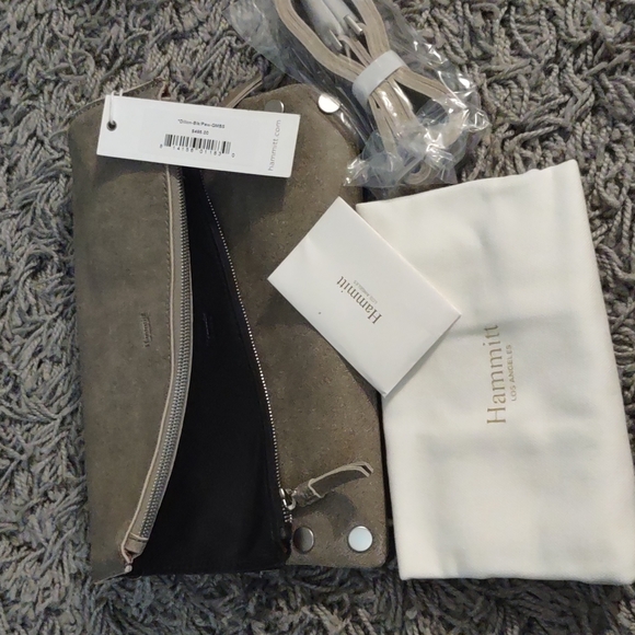 ❤️Hammitt Dillon Black Pewter Reversible 3 Way Clutch Crossbody leather Handbag - Picture 9 of 14